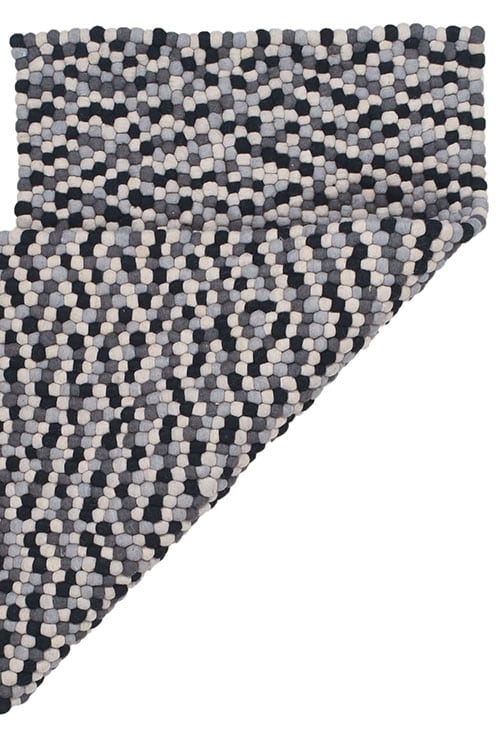 שטיח באבלס 08 שחור לבן | שטיח צמר לחדר ילדים