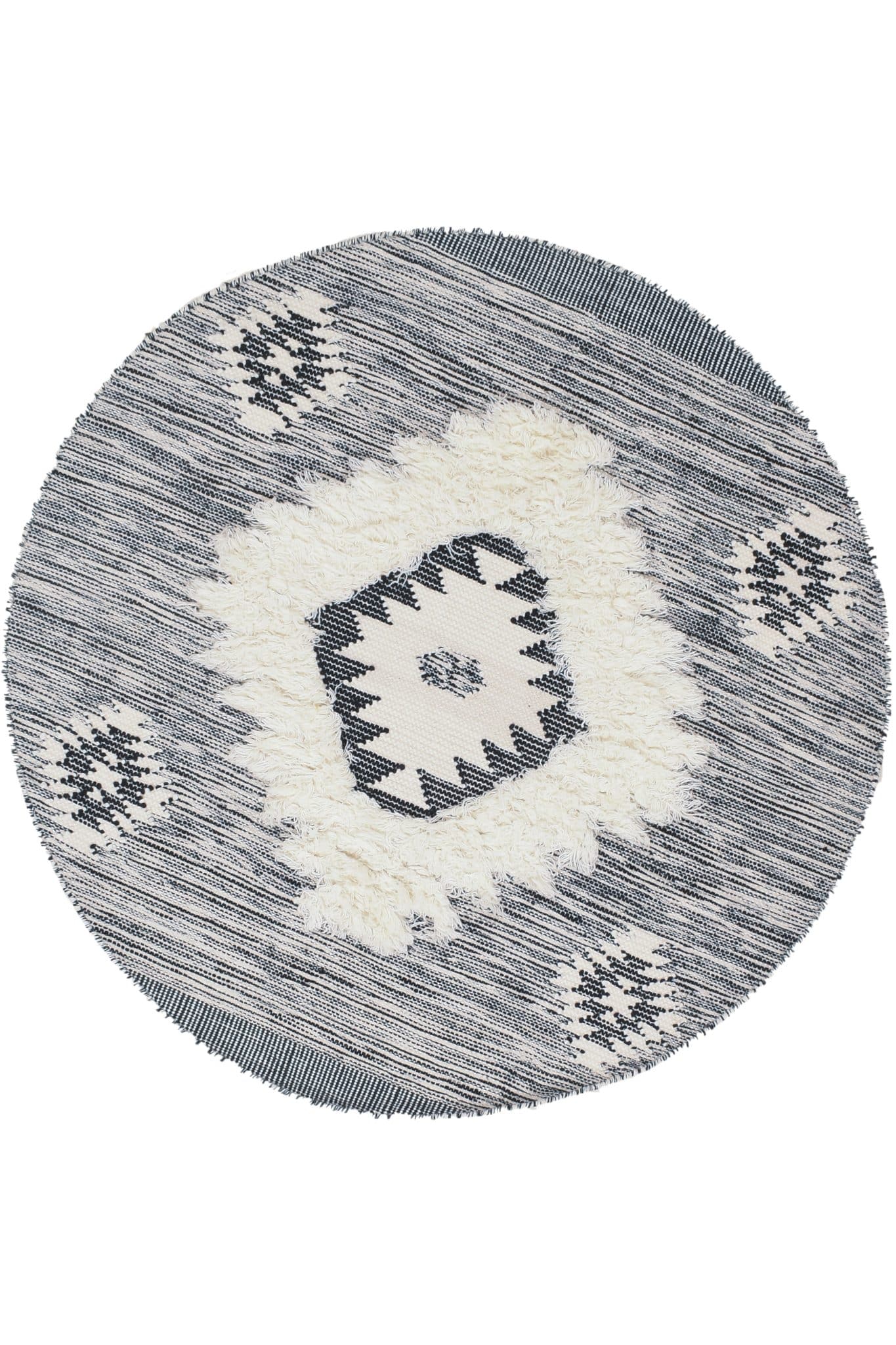 שטיח סקנדינבי עגול 2245 שחור לבן