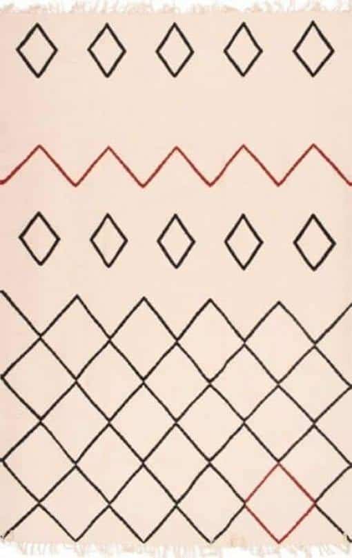 שטיח קילים ברבר כותנה 1828 לבן שחור אדום