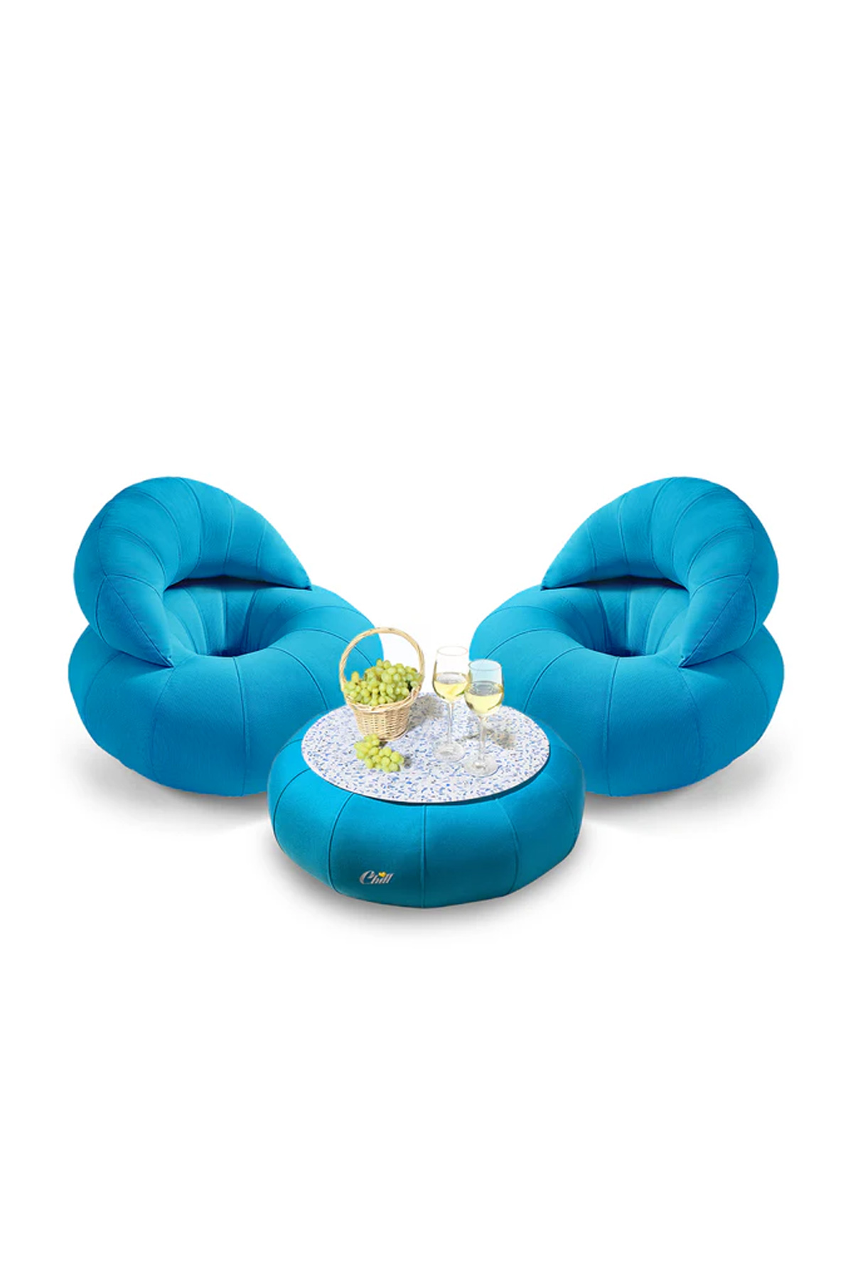 חבילת כורסאות קרואסון עם שולחן דונאט XL ומגש לבחירה טורקיז