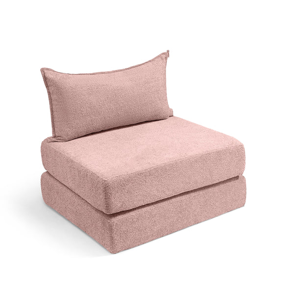 צ'יל יחיד מבד בוקלה – ספת לאונג' מודולרית ורוד עתיק