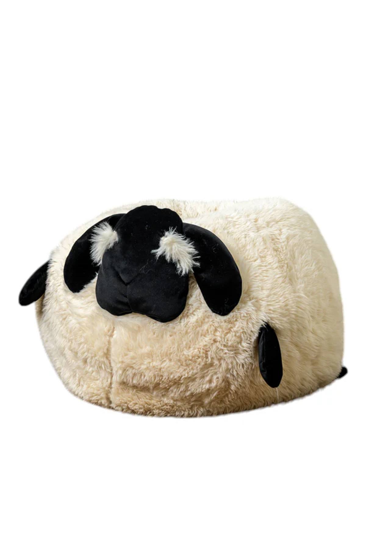 פוף כסא לילדים בצורה של כבשה מבד פרווה בגוון שמנת