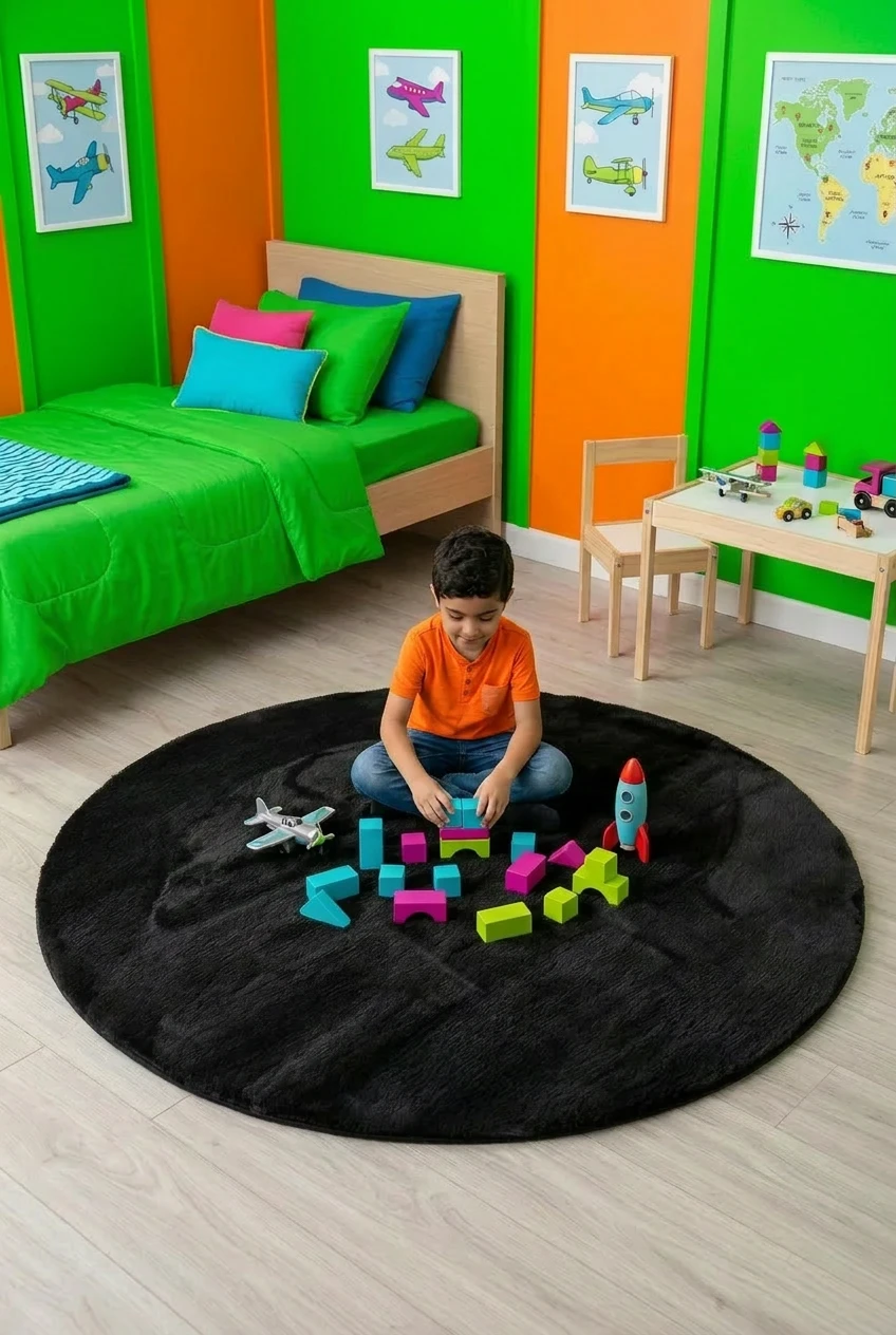 שטיח שאגי מויו MO31 אפור כהה עגול